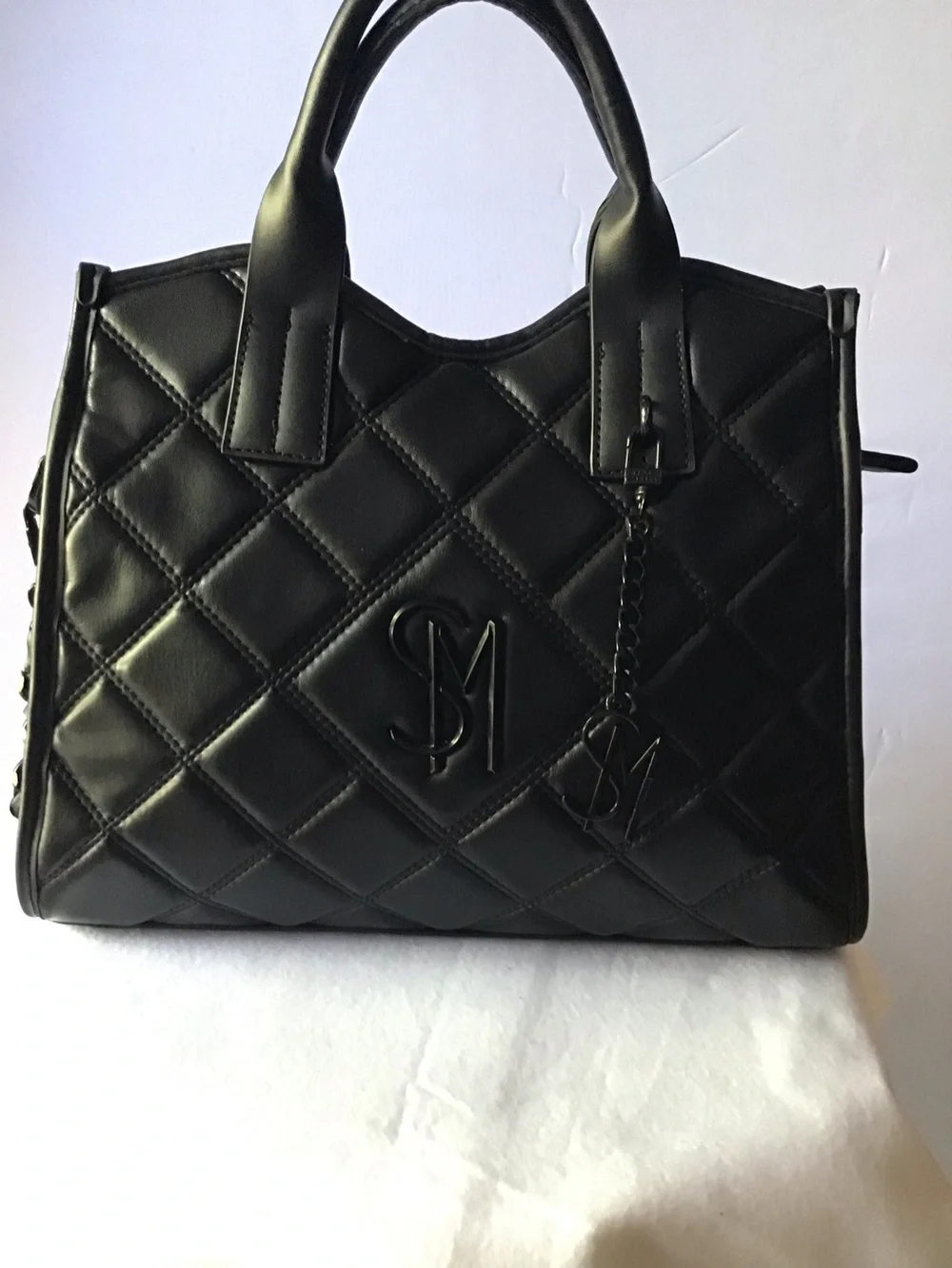 465 Steve Madden Black Quilted Top-Handle Shoulder Bag - Designer-Inspired